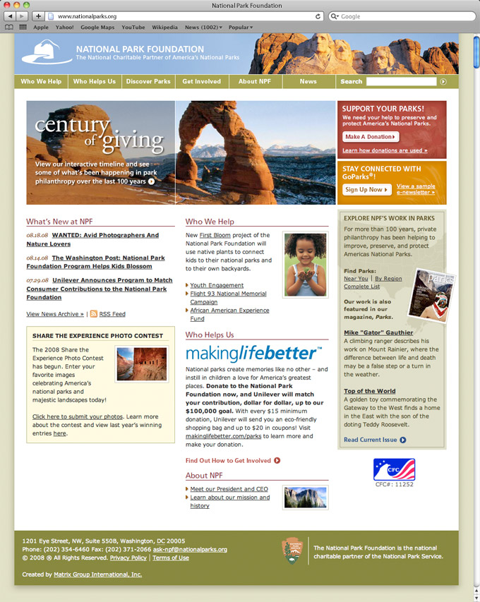 National Park Foundation (NPF) Home Page