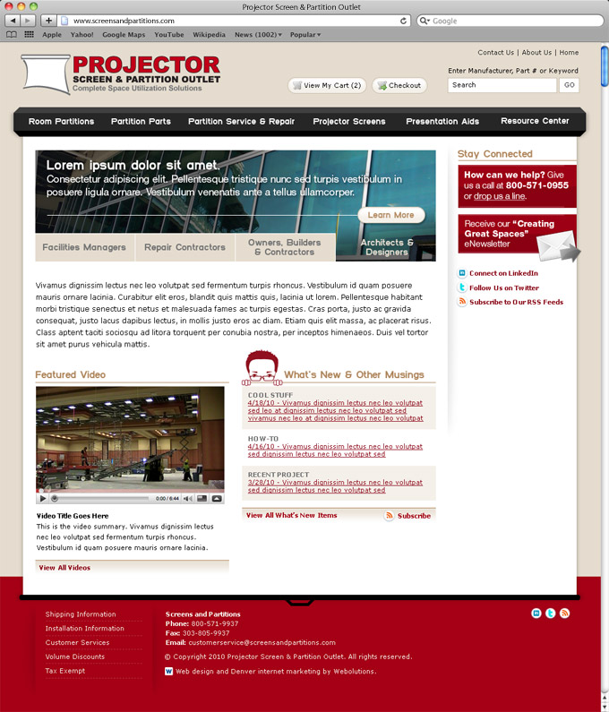 Projector Screen Home Page